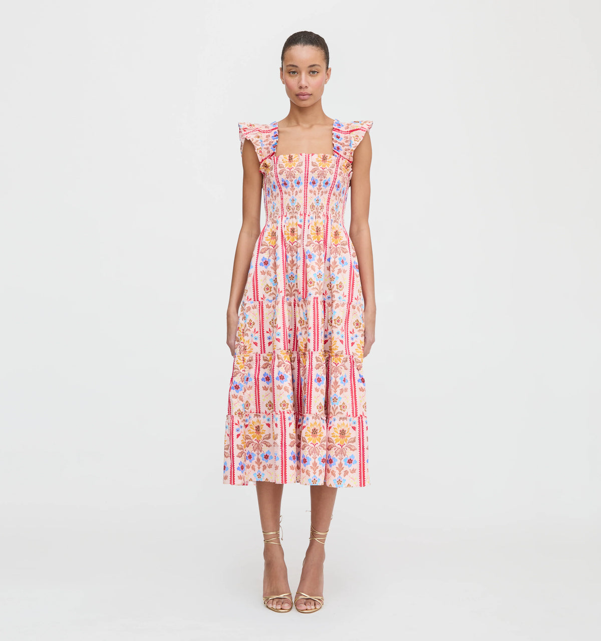Couturebud The Ellie Nap Dress - Pink Floral Block Stripe