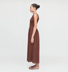 Couturebud The Cosima Nap Dress - Chocolate Tonal Seersucker