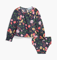 Couturebud The Baby Eloise Tunic - Navy Peony Bouquet Cotton