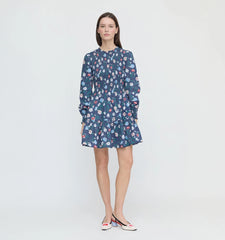 Couturebud The Viviana Mini Nap Dress - Navy Belgravia Floral Ikat