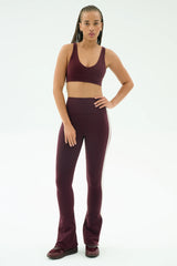 Raquel High Waist Flared Legging - Dark Cherry/Creme
