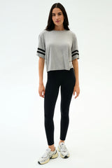Ava Jersey Tee - Heather Grey/Black