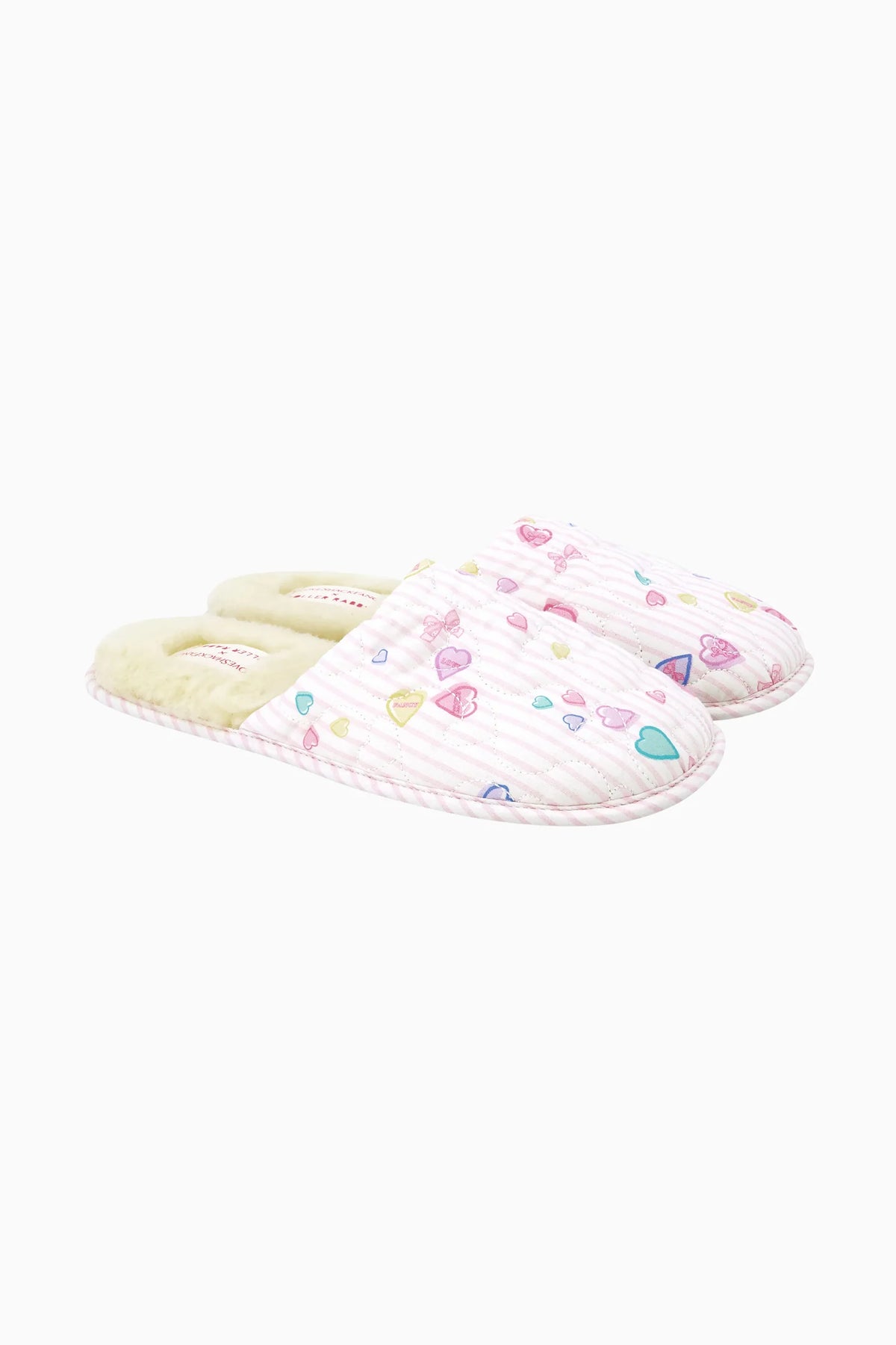 Couturebud x Roller Rabbit Candy Heart Stripe Quilted Slippers