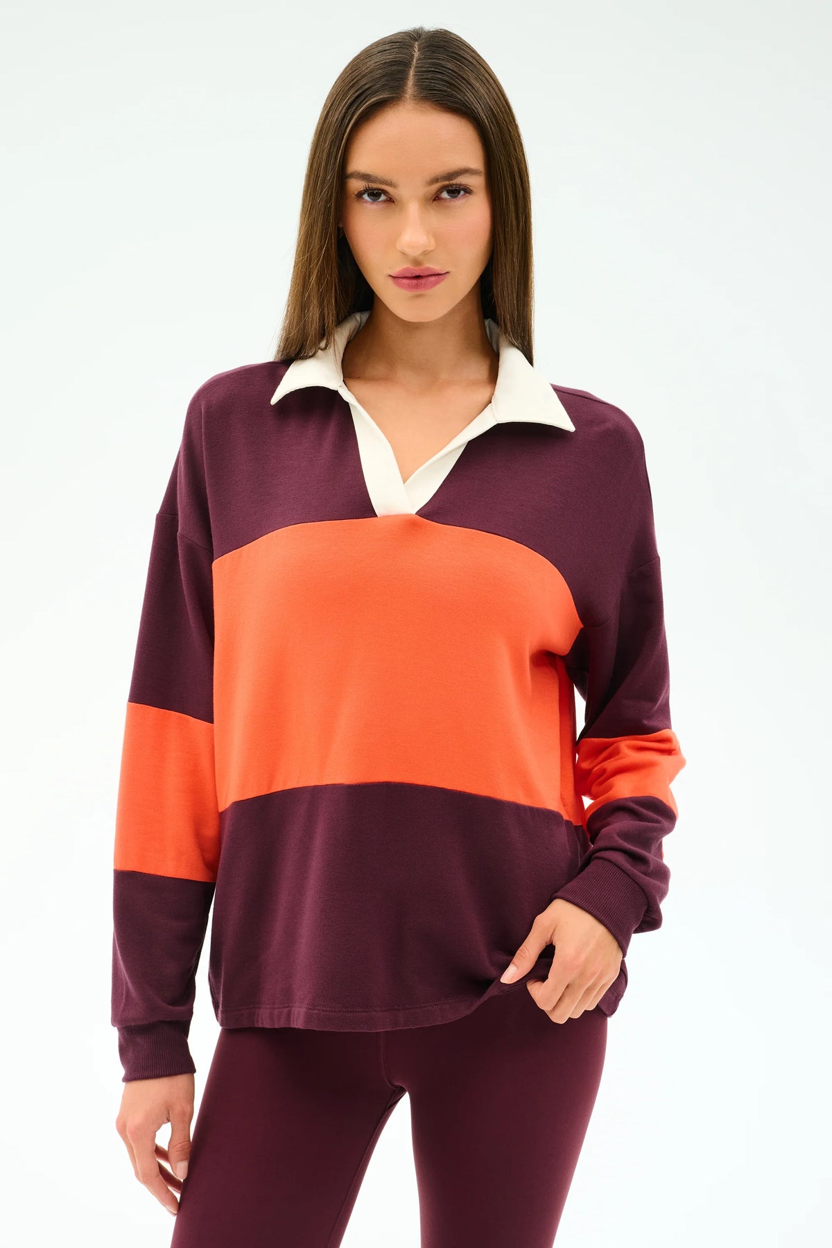 Katie Fleece Rugby - Dark Cherry/Valencia