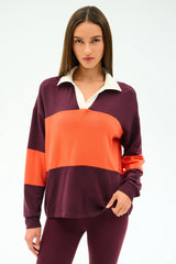 Katie Fleece Rugby - Dark Cherry/Valencia