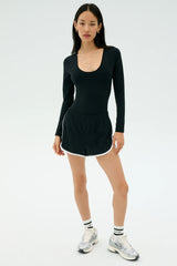 Megan Woven Nylon Run Short - Black