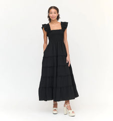 Couturebud The Ellie Maxi Nap Dress - Black Tonal Seersucker