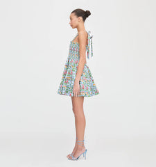 Couturebud The Ribbon Charlotte Nap Dress - Geranium Stripe