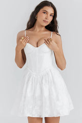 Nerissa White Jacquard Corset Mini Dress