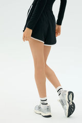 Megan Woven Nylon Run Short - Black