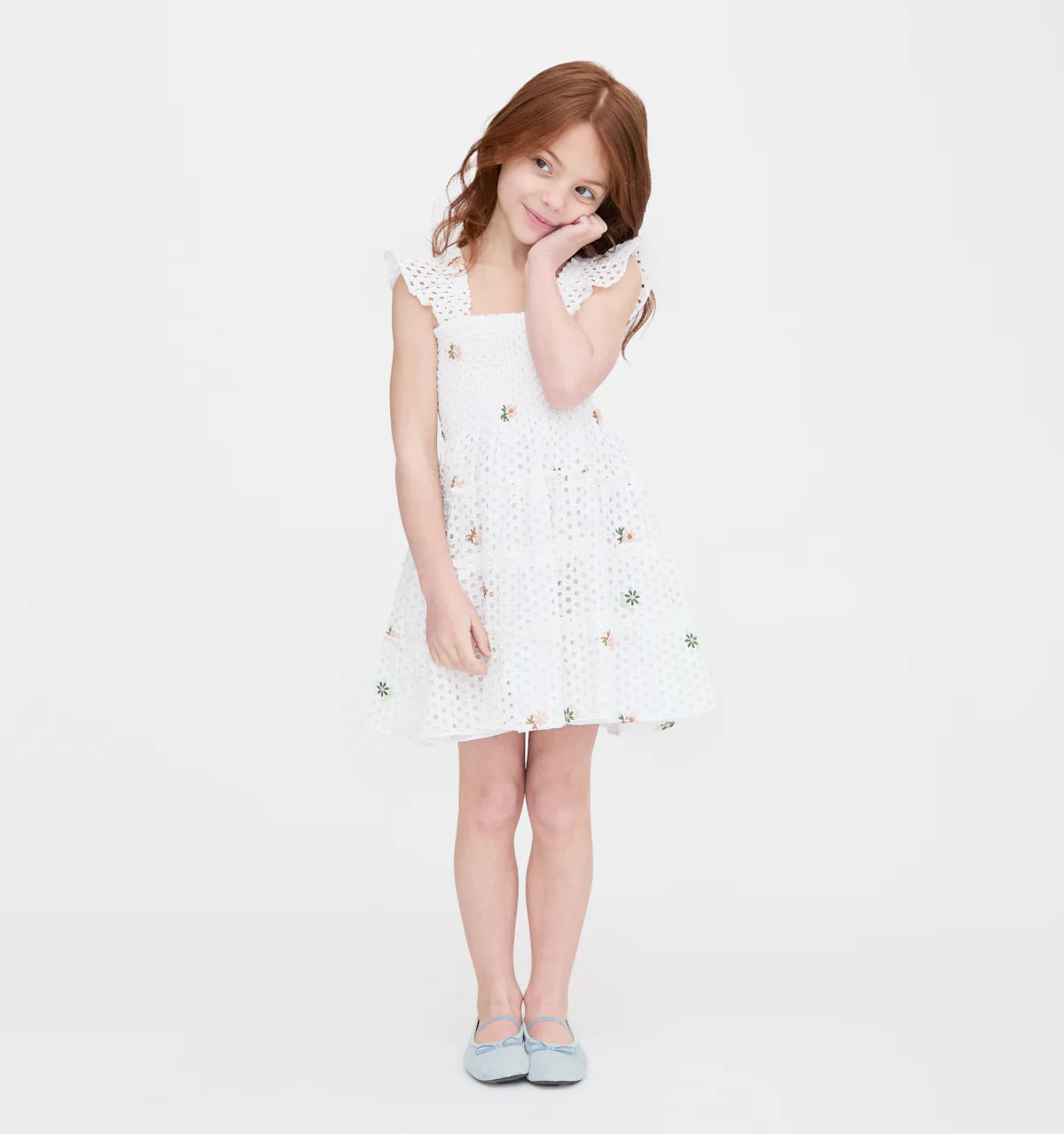Couturebud The Tiny Ellie Nap Dress - White Daisy Eyelet