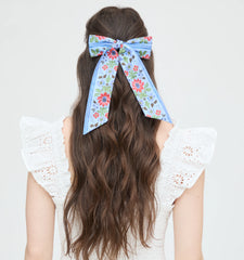CouturebudThe Belle Bow - Blue Floral Block Stripe