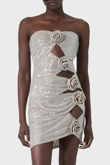 Strapless Floral Studded Dress