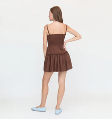 Couturebud The Seraphina Mini Nap Dress - Chocolate Tonal Seersucker