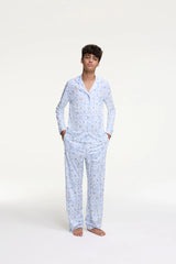 Couturebud x Roller Rabbit Mens Starry Nights Lattice Long Sleeve Pajamas