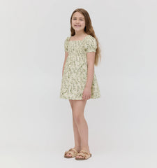 Couturebud The Tiny Athena Nap Dress - Yellow Basketweave Vine Cotton Sateen