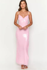 Honey Pink Sequin Maxi Dress