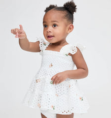 Couturebud The Baby Ellie Nap Dress - White Daisy Eyelet