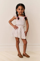 Little Girls Mini Solena Floral Cotton Skirt - SUNWASHED IVORY