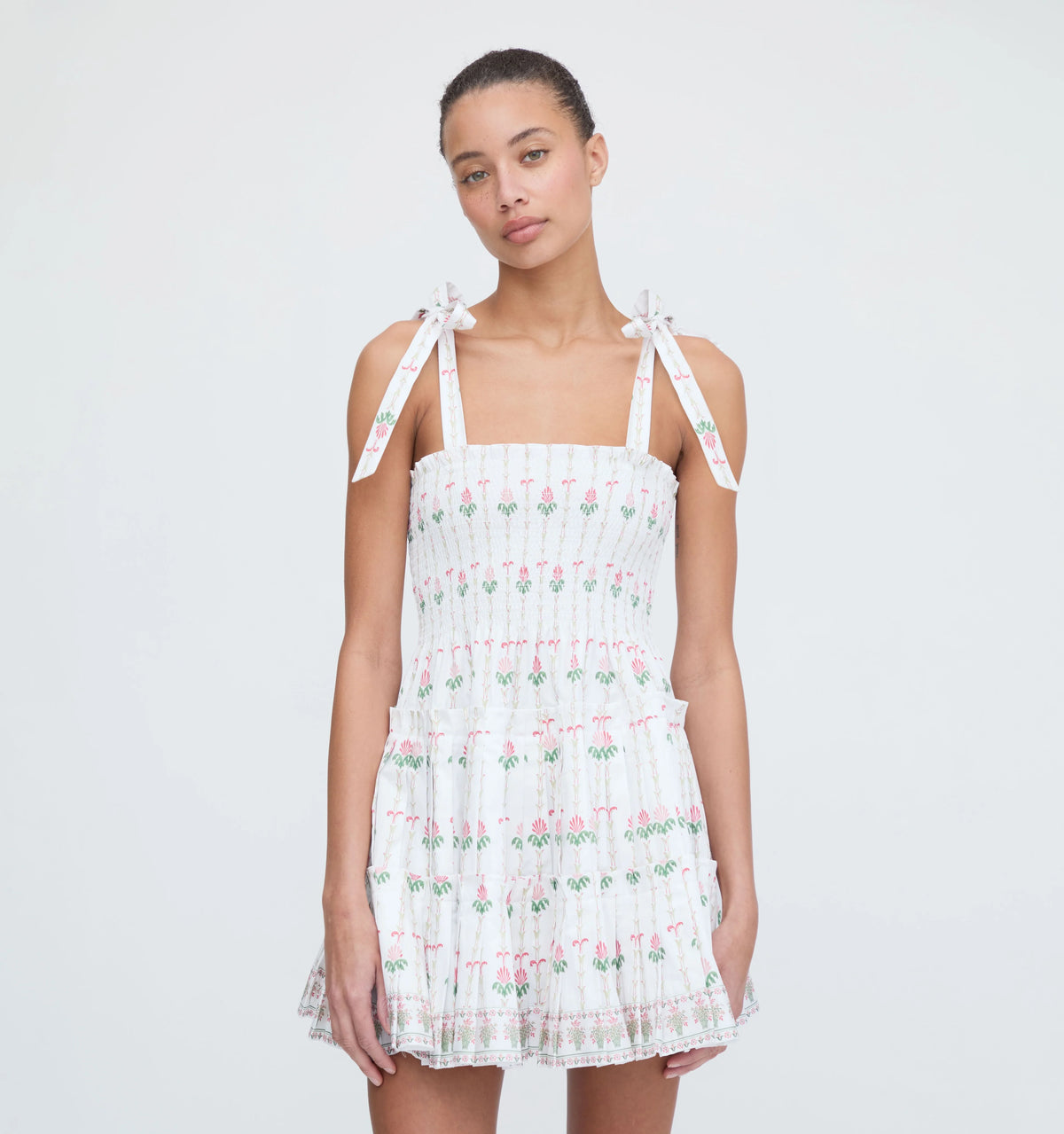 CouturebudThe Ribbon Charlotte Nap Dress - White Trailing Fern