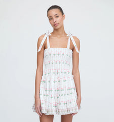 CouturebudThe Ribbon Charlotte Nap Dress - White Trailing Fern