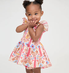 Couturebud The Baby Ellie Nap Dress - Pink Floral Block Stripe