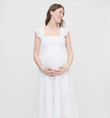 Couturebud The Maternity Ellie Nap Dress - White Shadow Stripe