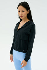 Megan Woven Nylon Jacket - Black