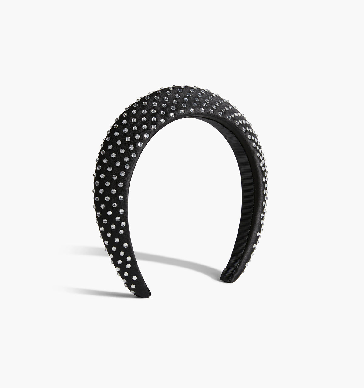 Couturebud The Rhinestone Halo Headband - Black Satin/Crystal Rhinestones