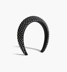Couturebud The Rhinestone Halo Headband - Black Satin/Crystal Rhinestones