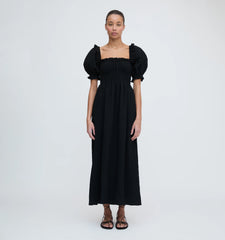 Couturebud The Scarlett Nap Dress - Black Tonal Seersucker