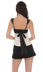 Two-Toned Satin Top in Ivory