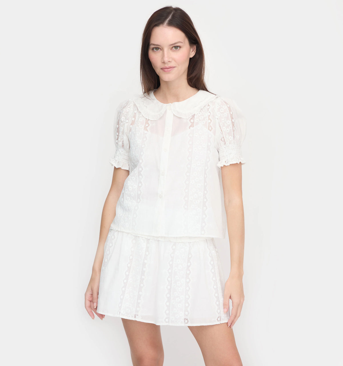 CouturebudThe Delphine Mini Nap Skirt - White Broderie Voile