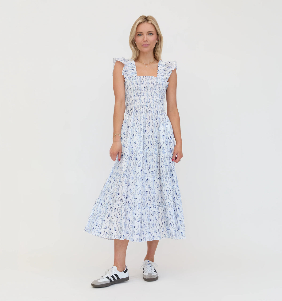Couturebud The Ellie Nap Dress - Blue Vine Stripe