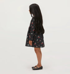 Couturebud The Tiny Lottie Dress - Black Ikat Floral Crushed Taffeta