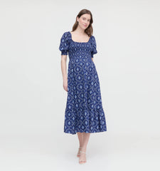 Couturebud The Maternity Louisa Nap Dress - Navy Trellis