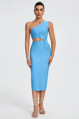 Flower Applique Midi Bandage Dress