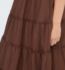 Couturebud The Ellie Nap Dress - Chocolate Tonal Seersucker