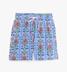 Couturebud The Baby Julien Swim Trunk - Blue Floral Block Stripe