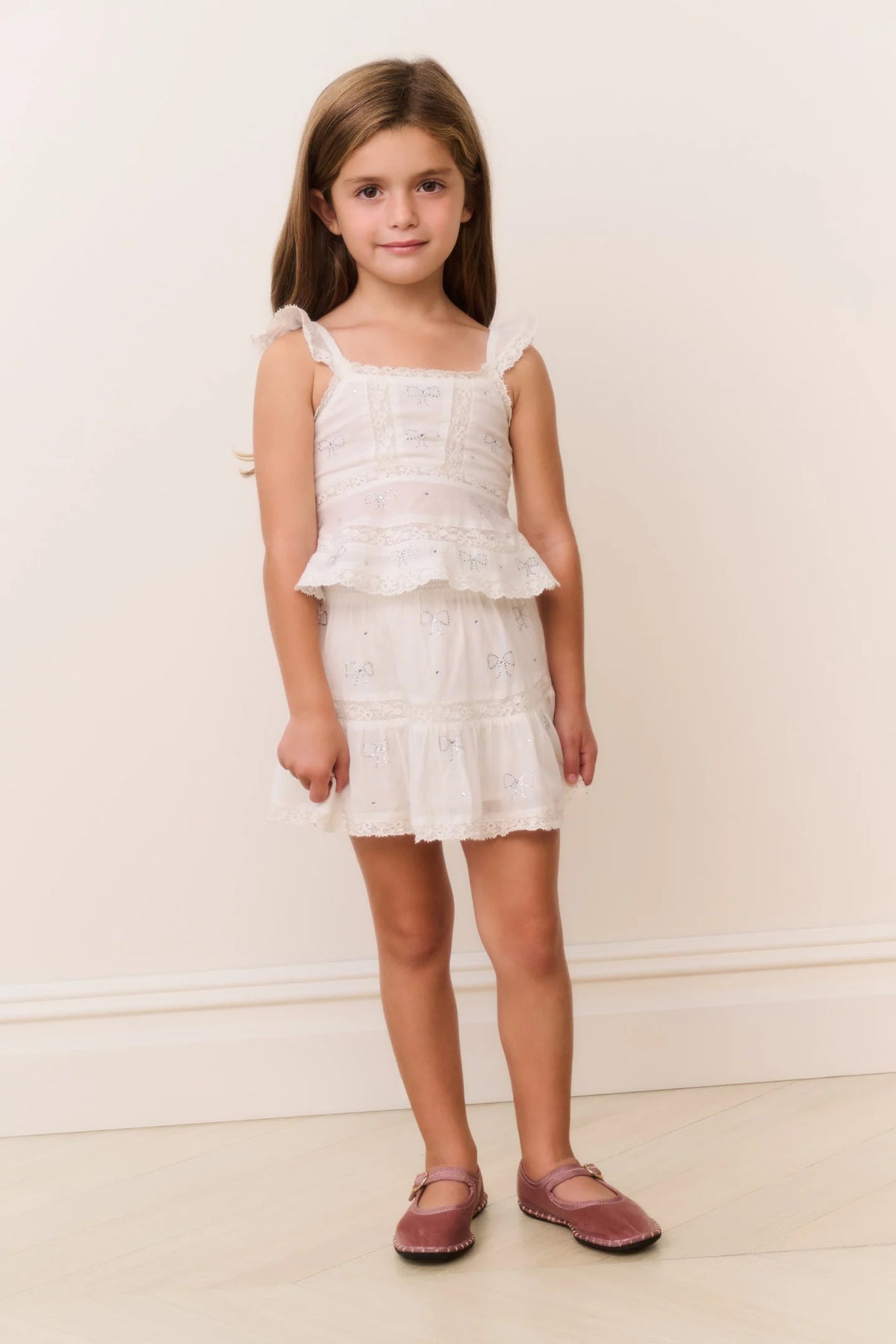 Little Girls Silano Crystal Bow Cotton Skirt