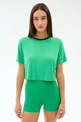 Djuna Crop Ringer - Spearmint/Indigo
