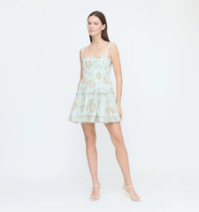 CouturebudThe Seraphina Mini Nap Dress - Aqua Calico Trellis
