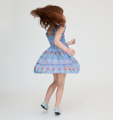 Couturebud The Tiny Ellie Nap Dress - Blue Floral Block Stripe