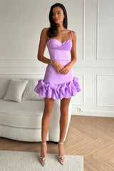Draped Ruffle Mini Bustier Dress
