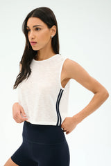 Logan Mesh Tank With Stripe - White/Indigo