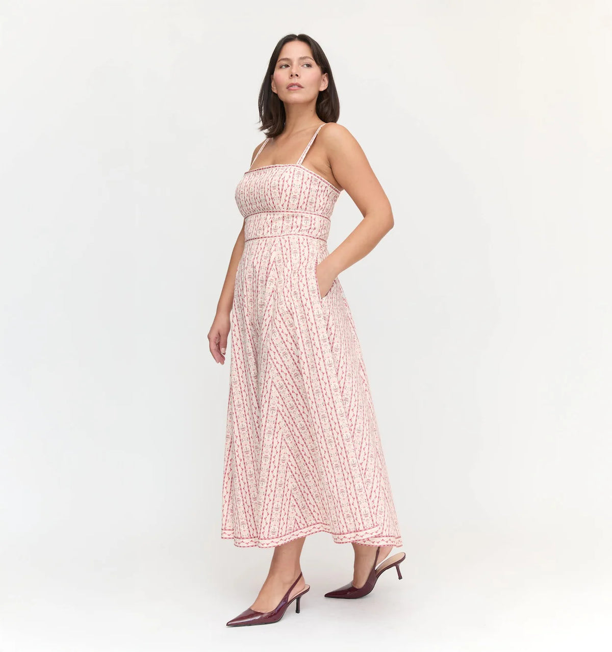 Couturebud The Margot Dress - Pink Emma Stripe