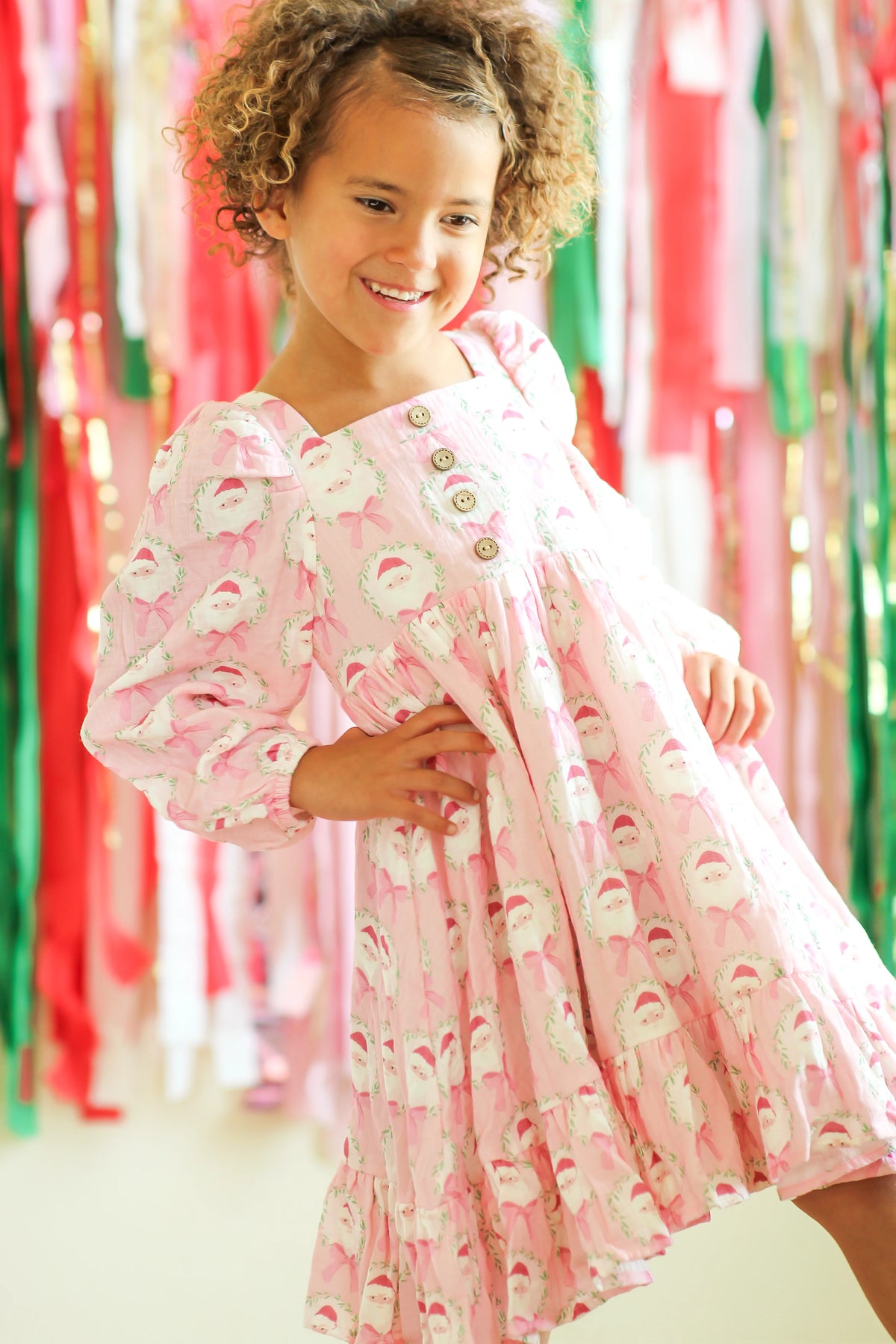 Puff Sleeve Gauze Dress - Sugarplum Santa