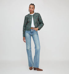 Couturebud The Amari Quilted Jacket - Bottle Green Fleur Chintz
