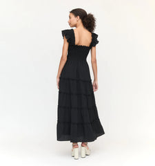 Couturebud The Ellie Maxi Nap Dress - Black Tonal Seersucker