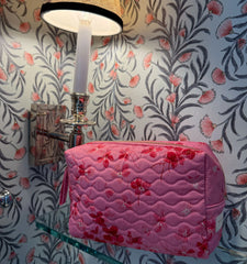 CouturebudThe Mini Quilted Cosmetic Bag - Pink Sweet Peas